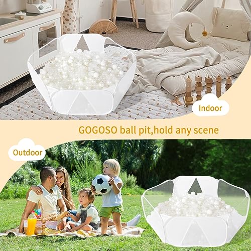 GOGOSO White Ball Pit Kids Large Pop Up Children Ball Pit Tent Foldable Ball Pit for Toddlers Crawl Ball Pool Fence Indoor Outdoor for Boys Girls,Balls Not Included