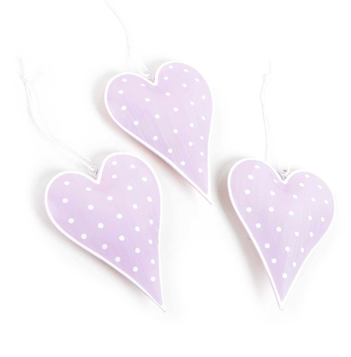 3 Cuori Decorativi In Metallo Da Appendere - Rosa, Viola, Bianco - 10 Cm - Perfetti Per San Valentino, Pasqua E Matrimonio