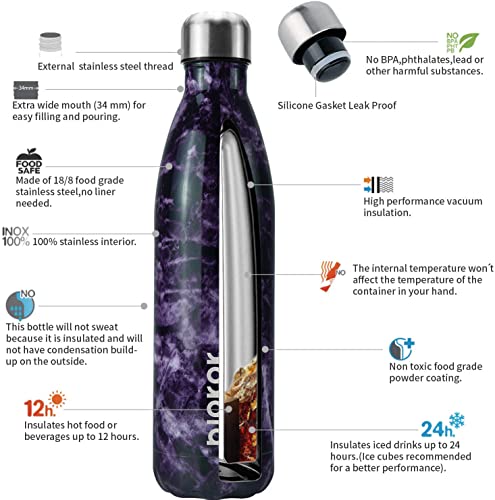 Image of BJPKPK 25oz Insulated Water Bottles Stainless Steel,Sports Water Bottles Keep Cold for 24 Hours and Hot for 12 Hours,Marble Thunder