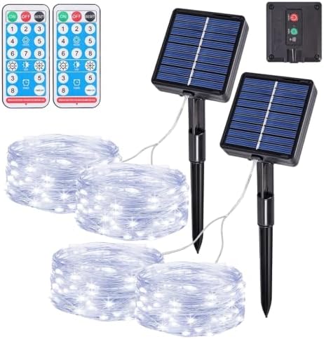 Solar Fairy Lights Outdoor Garden 2 Pack, Cool White, 4 * 5M/ 50LED