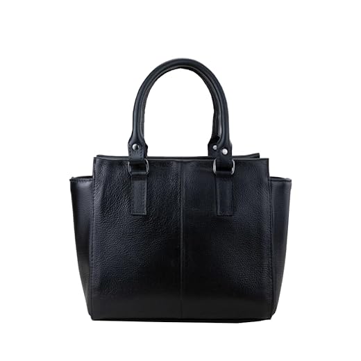 Bolsa de ombro/mão média em couro legítimo (Preto)