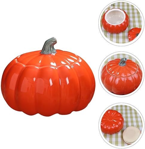 Miniatura 5 de Kichvoe Latas de té chino, tarro de calabaza de Halloween, tarro de cerámica para almacenamiento de alimentos, recipiente de cocina de porcelana,