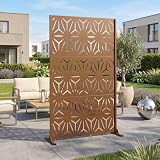 casa.pro Trennwand Kilsturd Raumteiler 180 x 120 cm Sichtschutz Outdoor Indoor Raumtrenner Terrasse Balkon verzinkter Stahl Paravent Braun
