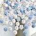LBPEPAMZ 50PCS Flower Nail Art Charms 3D White Blue Roses Camellias Nail Charms DIY Resin Floral Accessories Nail Art Rhinestones Colorful Beauty Floral Nail Supplies for Spring Women Manicure Decor