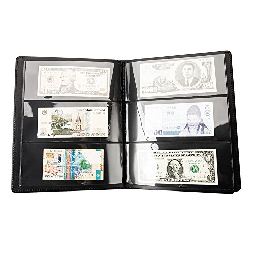 Welcomefee, Album da Collezione con 60 Tasche, in Pelle, per Biglietti, Banconote, francobolli, Banconote
