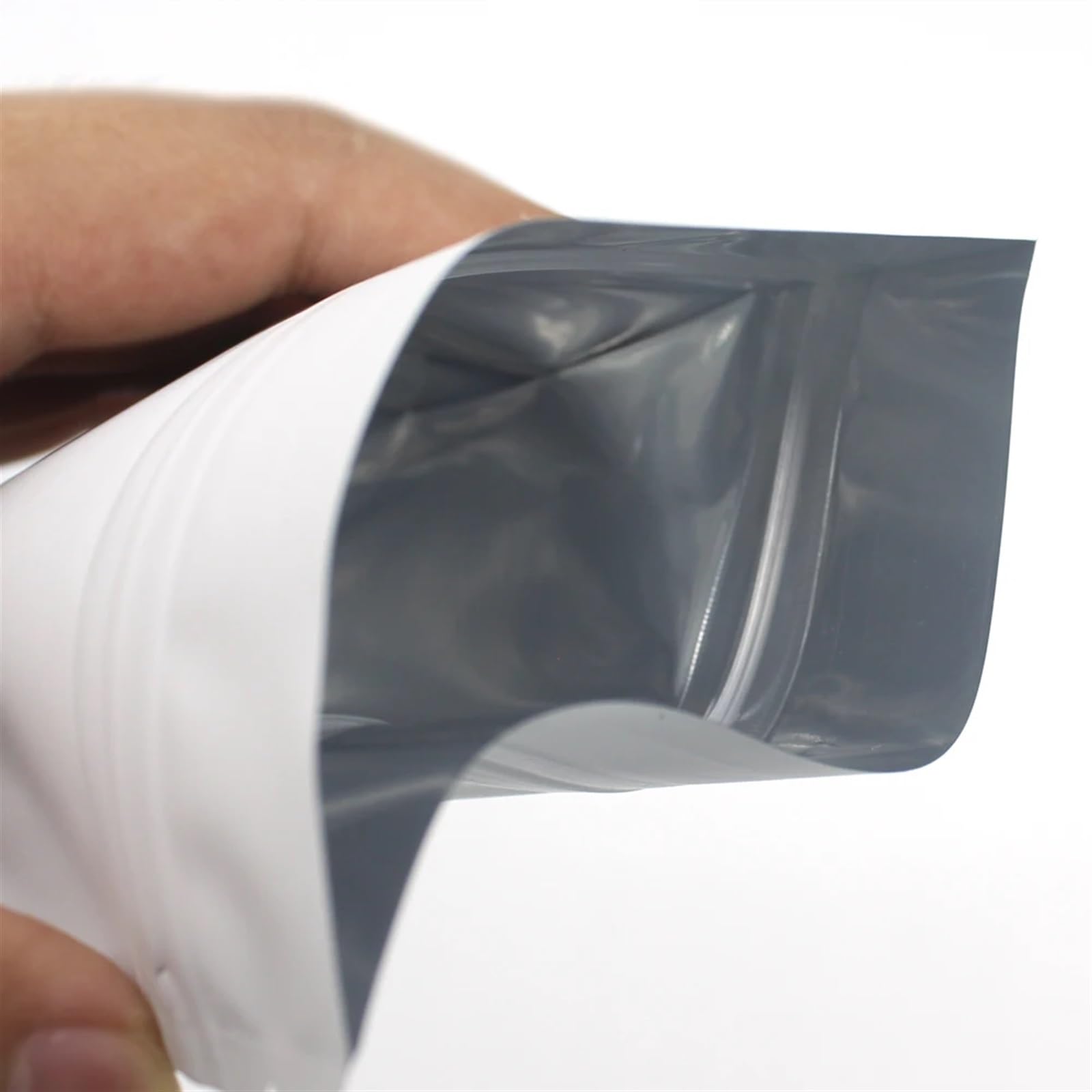 plastikowe torebki z zamknięciem, 50 sztuk matowej czerni białej zgrzewalnej plastikowej płaskiej torebki do pakowania Ziplock z folii aluminiowej Mylar(White 18x26cm,100pcs)