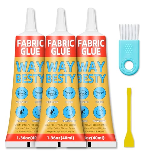 Waybesty Cola de Tecido Permanente, Cola de Tecido Líquida de 40 Ml para Roupas, Lavável, Remendos,