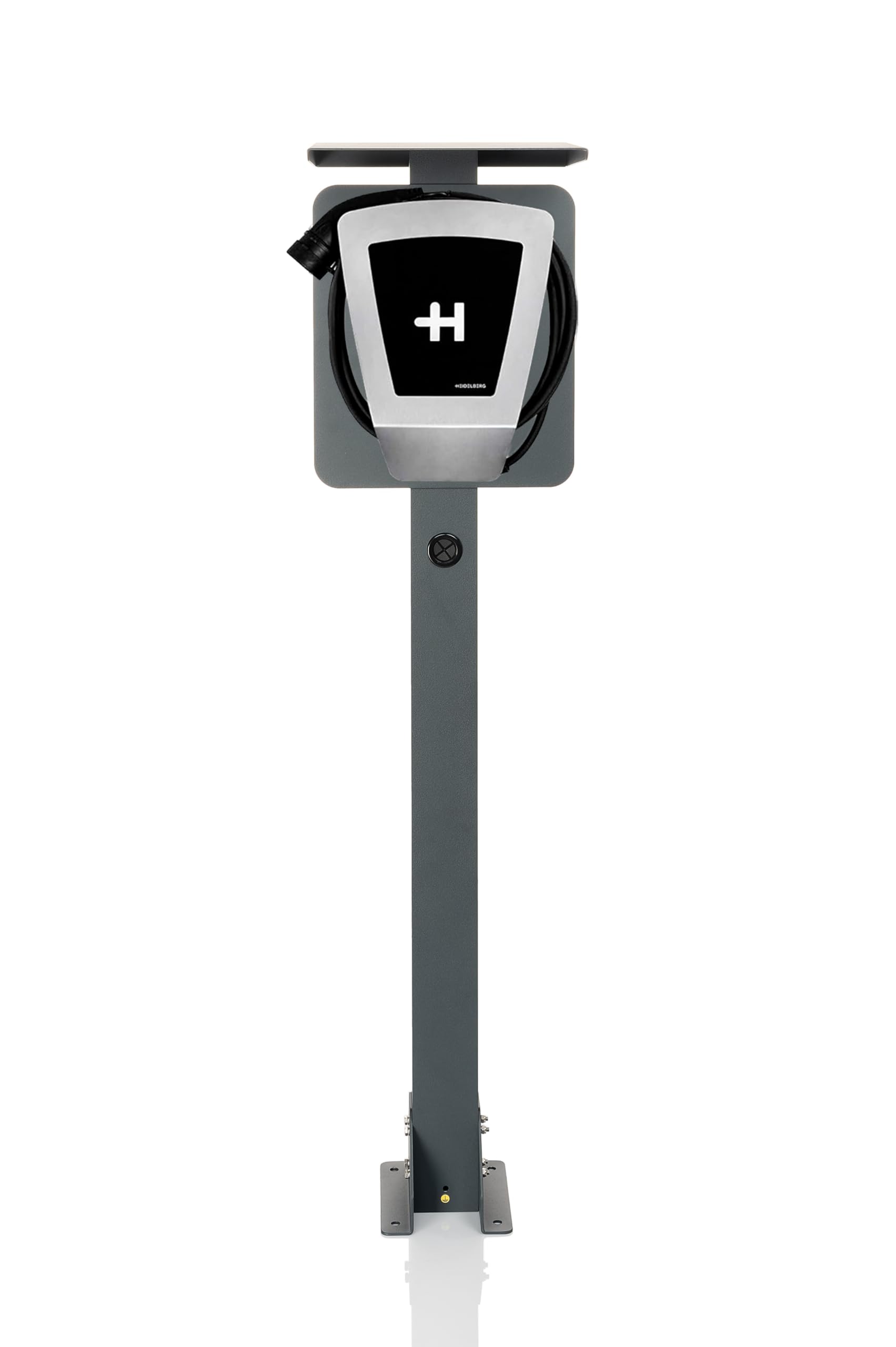 Supporto universale di alta qualità in alluminio per wallbox con tetto per la protezione dalle intemperie della stazione di ricarica. Colonna di supporto per stazioni di ricarica per