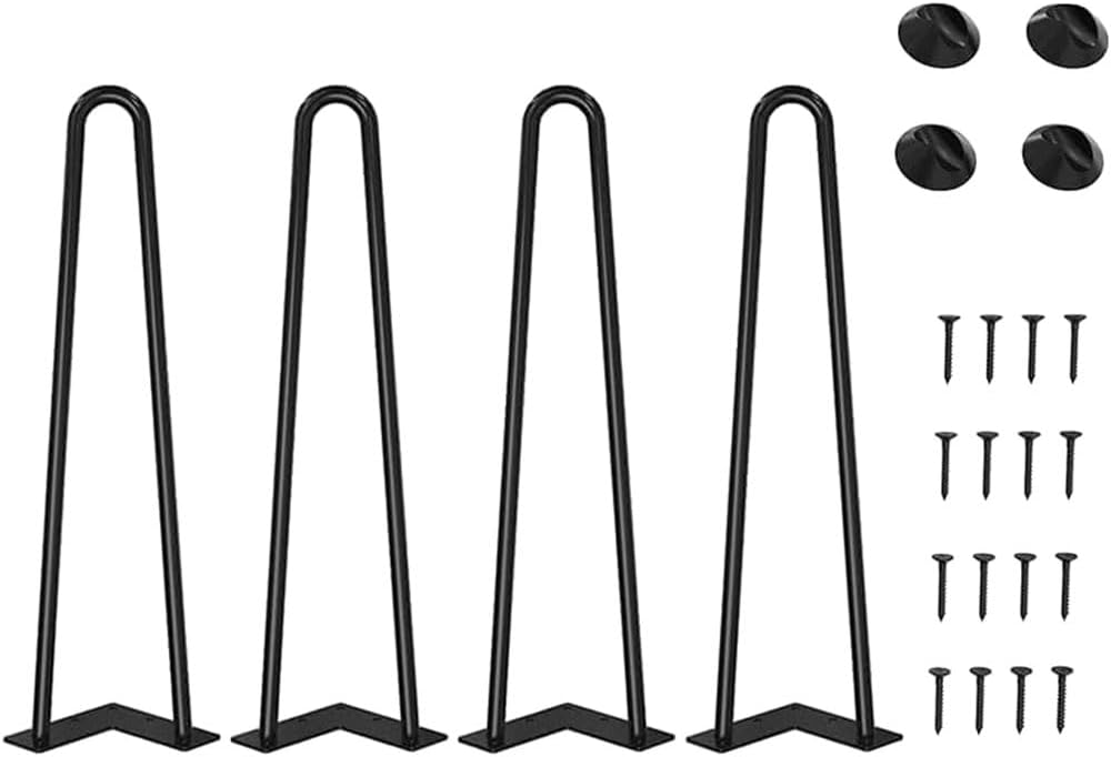 WINSOON 41cm Hairpin Table Legs 4PCS Max Support 450lbs with Protector Feet Mid-Century Modern Style for Furniture Legs, Coffee Table Legs, Bench Leg, Chair Leg