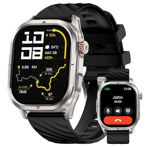 KOSPET Magic P10 Smartwatch with GPS & Compass, Stainless Steel Body, 50-Day Battery, 1.96" AMOLED, 5ATM Waterproof, Blood Oxygen, 24/7 Heart Rate & Sleep Monitoring, for Android & iOS Silve