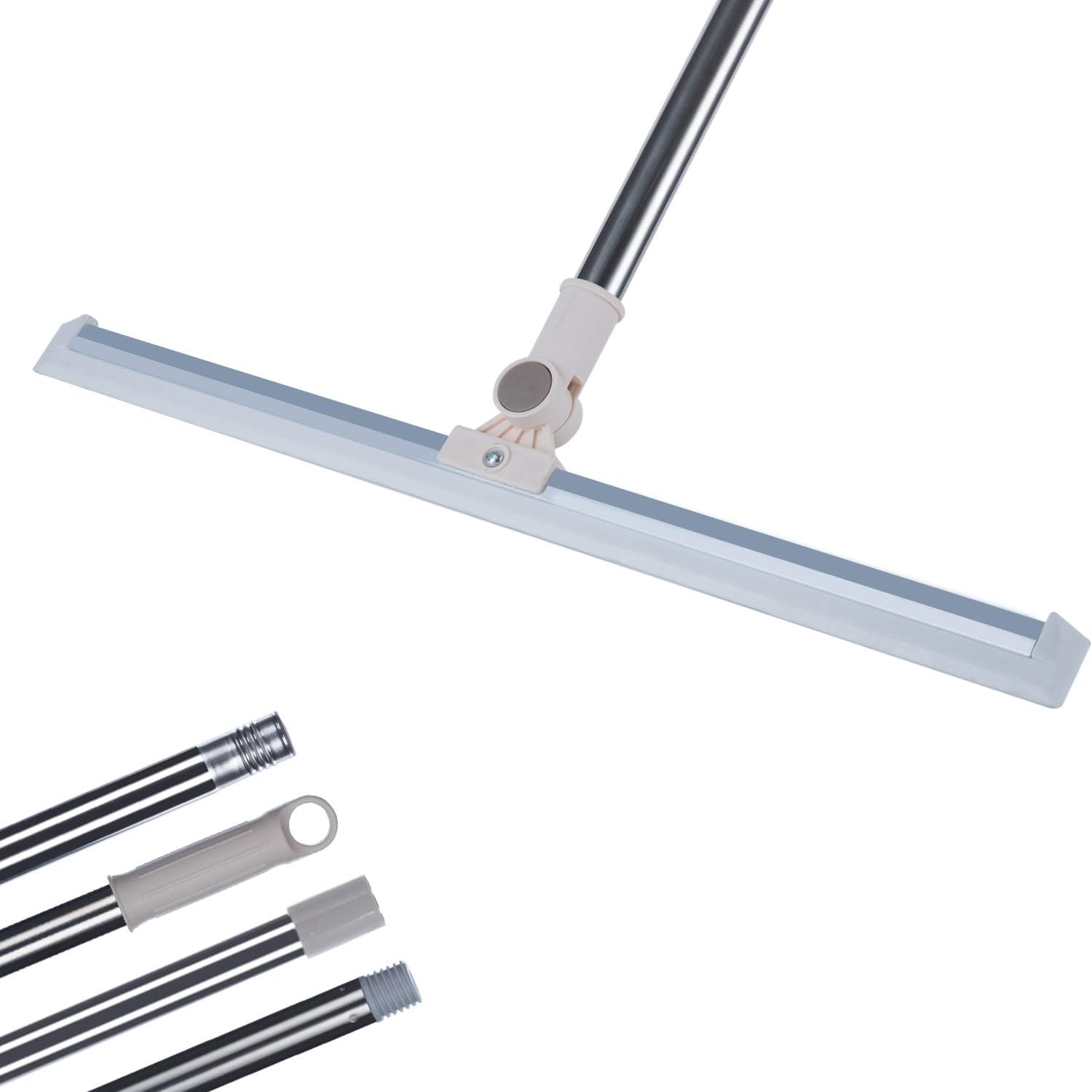 DEV STORE Floor Squeegee Silicone Blade Long Handle Squeegee-46, Perfect for Shower/Marble/Tile/Garage/Wood Floors, Swivel Head Easily Get in Corners & Tight Spaces