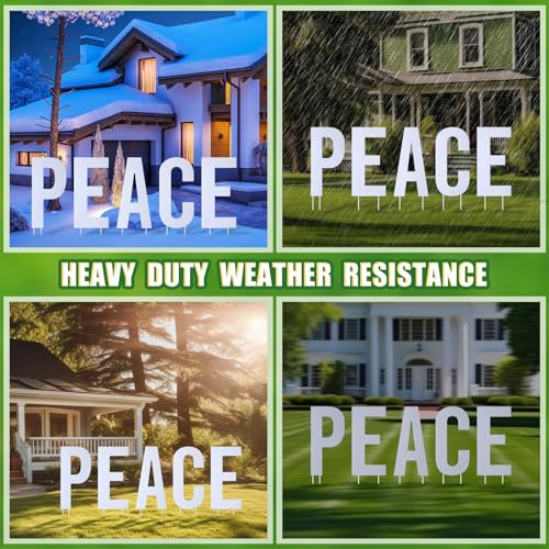 5 Pcs Peace Yard Sign Letter Cutouts Christmas Winter Yard Signs to Spell Peace with 12 Stakes Lawn Sign for Xmas Party Decorations Guidepost Open House, 18 Inches Tall - Image 4