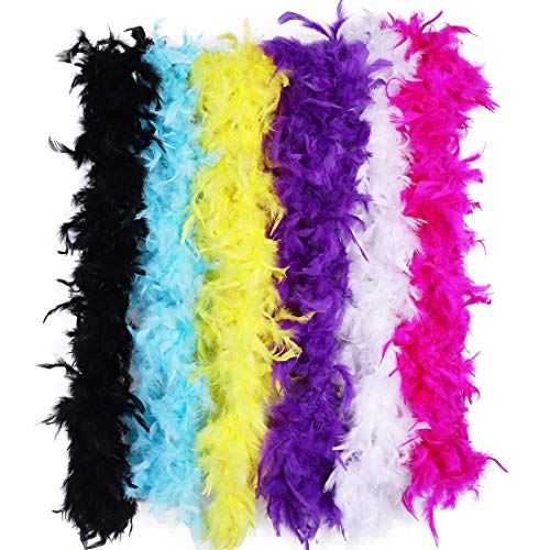 Max Fun 6PCS 6.56FT Colorful Party Feather BOA Girls Feather Boas for Mardi