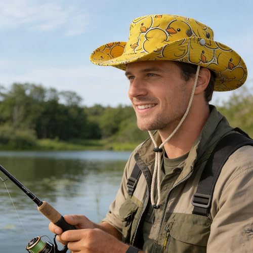Image of Funny Duck Bucket Hat Fisherman Hat Beach Travel Sun Hat Outdoor Cap for Unisex Men Women