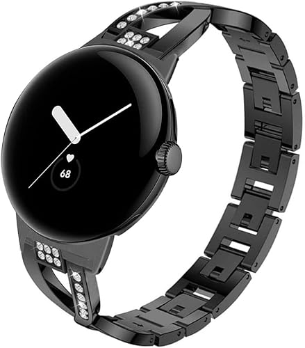Miniatura 7 de Sankel Compatible con correas de reloj Google Pixel para mujer sin huecos cadena de repuesto de metal pulsera de diamantes de imitación correa de