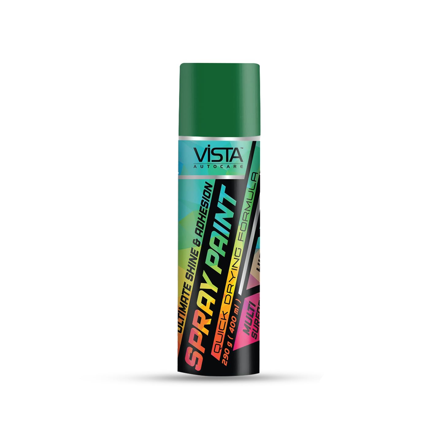 Vista Auto Care Spray Paint 400 ml (290 g) Quick Drying with Gloss finish for Metal, Wood, Walls | DIY Acrylic Spray Paint (Fresh Green)