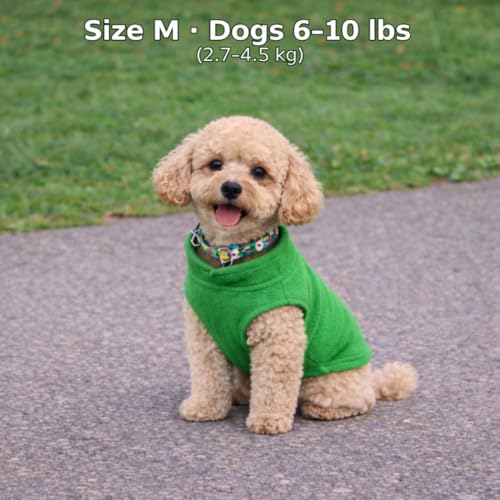 Image of JACKO & CO - Fleece Vest Dog Sweater with Leash Ring - Soft, Warm & Lightweight Pullover Coat for Small & Medium Dogs, Puppies & Cats - Cozy Fall /Winter /Spring Pet Jacket (Green, Medium 6-10lbs)