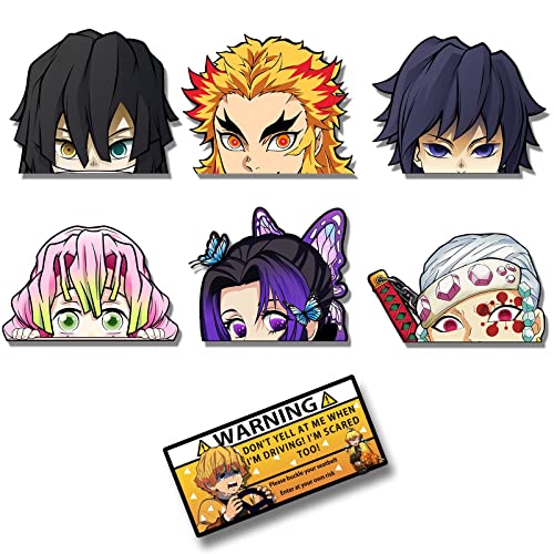 7Pcs Anime Car Decals, Demon Peeker Anime Car Sticker For Car Trunks Van Jeeps Motorcycle Water Bottles Guitar Laptop Skateboard Window Computer Travel Case Decals Funny Bumper Slayer Stickers Gifts For Women Men Teens #TOP6