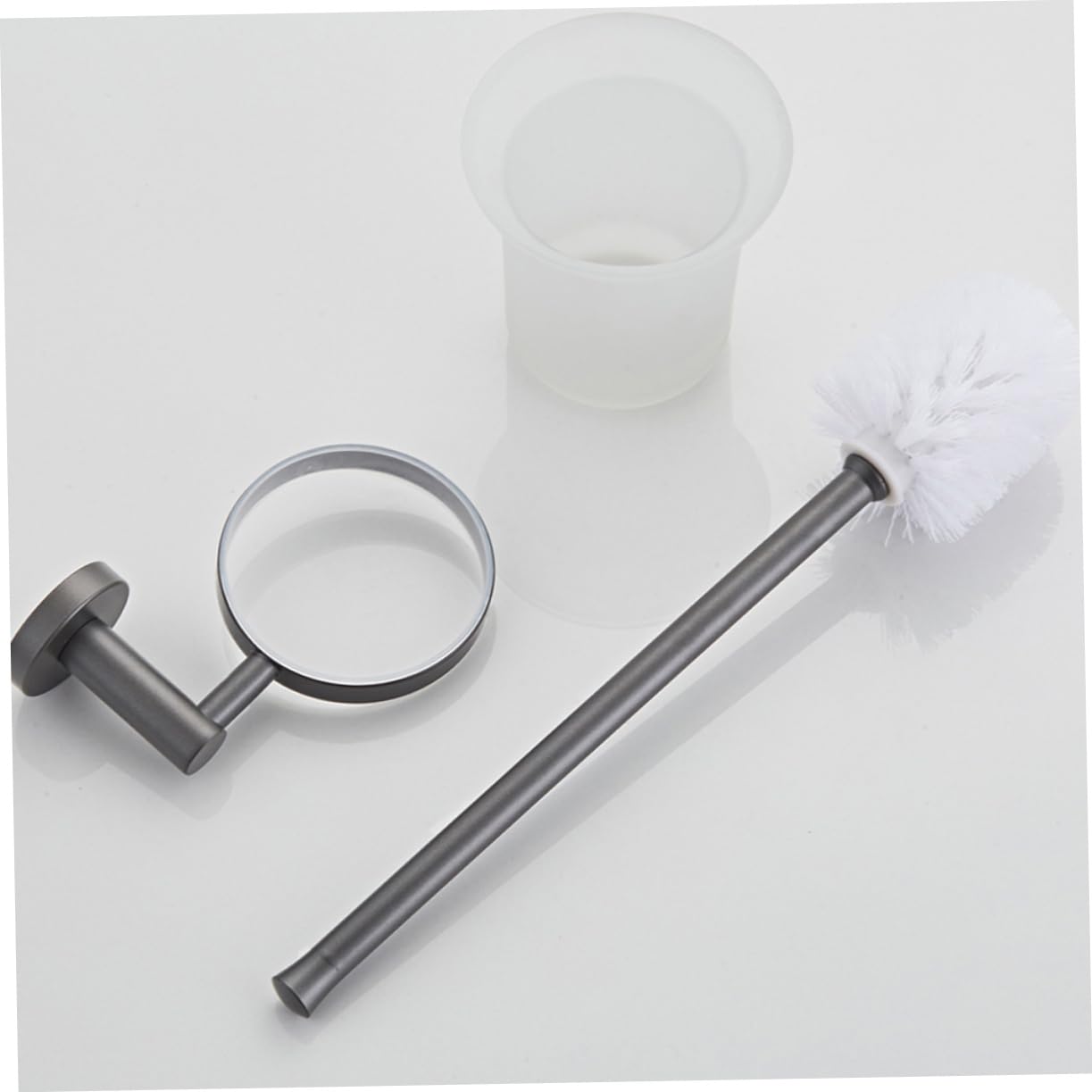 FOMIYES Escobilla de Baño Limpieza Profunda para Inodoro con Base Redonda de Vidrio, Diseño Simple y Elegante, Soporte de Pared sin Desprender Cerdas