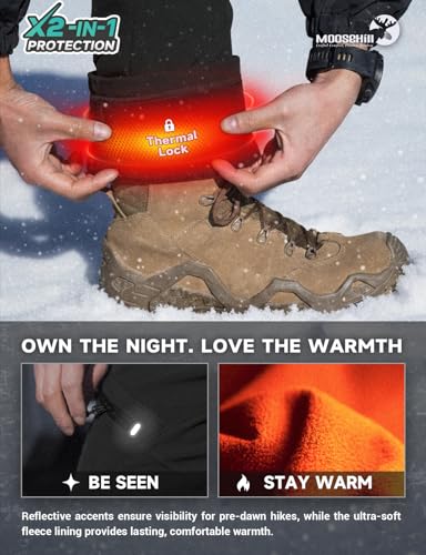 Moosehill Men's-Fleece-Lined-Cargo-Hiking-Pants Water-Repellent-Softshell-Snow-Ski-Pants for Winter Outdoor with 5 Pockets - Image 5