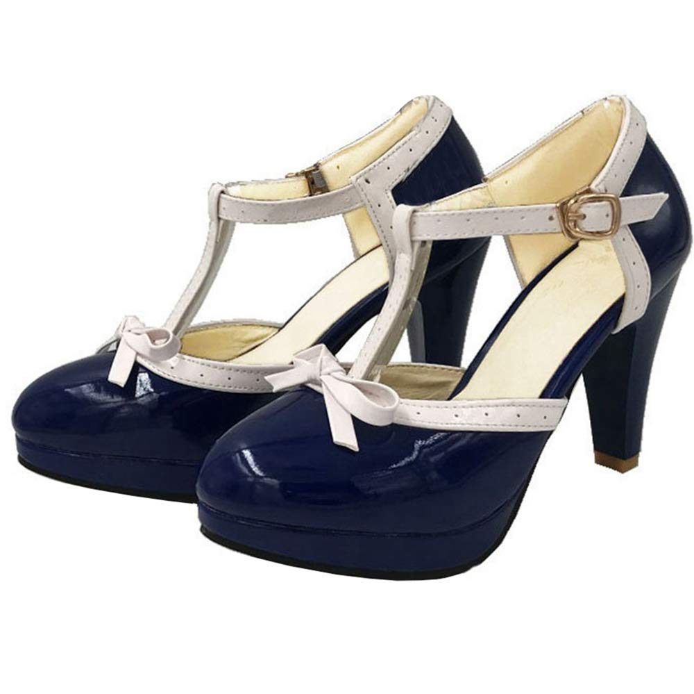 Luxmax Ladies Rockabilly Shoes Platform T Bar Court Shoes Patent