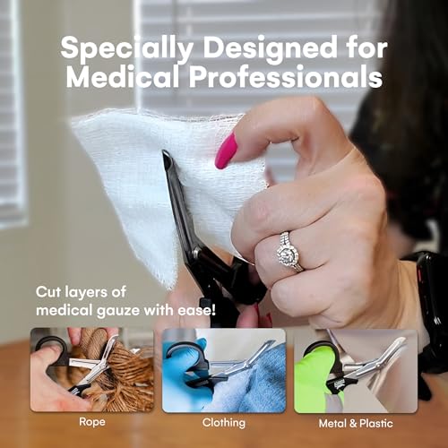 Image of Madison Supply Medical Scissors, EMT and Trauma Shears - 7.5 Inch Premium Quality Stainless Steel Bandage Scissors - Fluoride-Coated with Non-Stick Blades - 1 Pack (Black /Stainless)