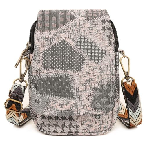 Image of SILKAREA Embroidered Cute Mini Crossbody Bag for Women Small Handbags Wristlet Wallet Bag Cell-phone Pouch Coin Purse
