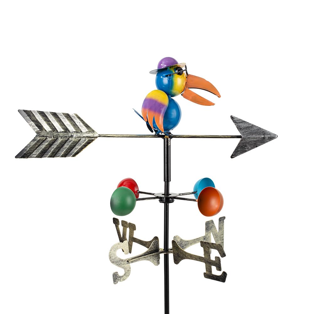 Stargarden Weather Vane, Decorative Bird Weathervane with Metal Stake, 40.1 Inches Wind Vanes, Colorful Lawn Ornaments Wat...
