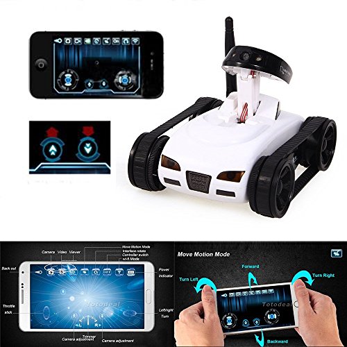 A-Parts Mini RC I Spy Remote Control Tank Car with 0.3 MP Video Camera and 777-270 Wi-Fi, White