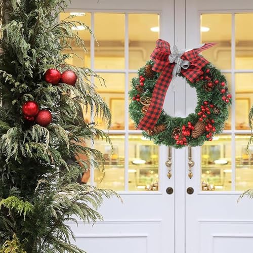 Couronnes de Noël pour porte d'entrée de ferme et façade extérieure