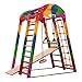 RINAGYM Gimnasio Juegos - De Madera para Interior yEscuela - Niños de 1 a 5 años y + - Red para Escalar, Escalera Sueca, Anillos Columpios, Tobogán - Marco Seguro de Madera Abedul - Capacidad 60kg