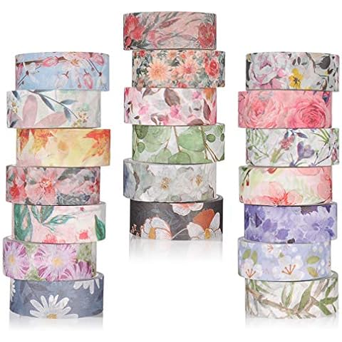 JOELELI 20 Rolls Washi Tape Set Floral Masking Washi Tape, Decorative Multi-Pattern Washi Tape for DIY Craft Gift Wrapping Festivals Decoration Scrapbooking Cover