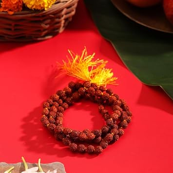 Pujashree Rudraksh Mala Small 4 mm, Prayer Beads for Meditation & Spiritual Growth, Authentic Rudraksha Japa/jaap Mala for Chanting, Focus & Inner Peace