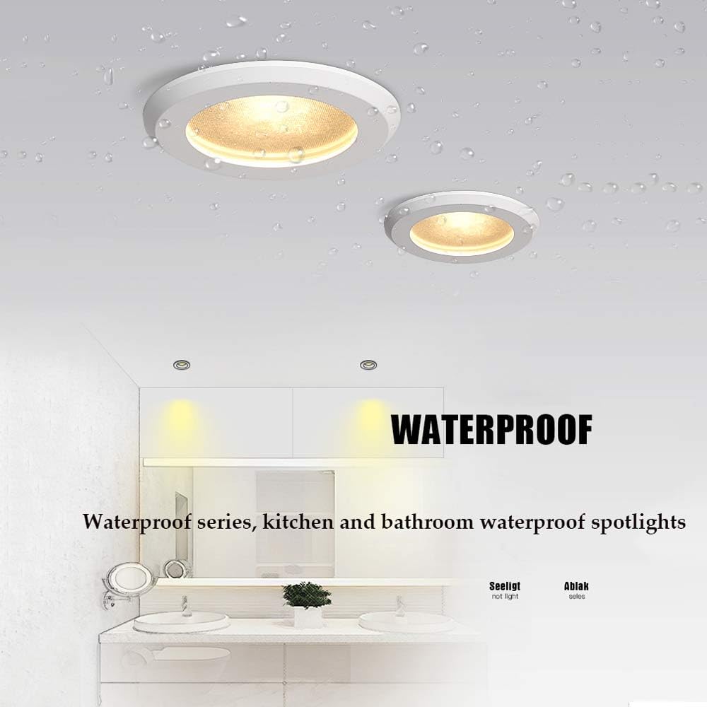 8 Confezioni di Illuminazione da Incasso a LED Kit di faretti da Incasso a soffitto a LED da 3 Pollici IP65 Luce per Doccia Impermeabile per luoghi umidi per la,12W-6000K