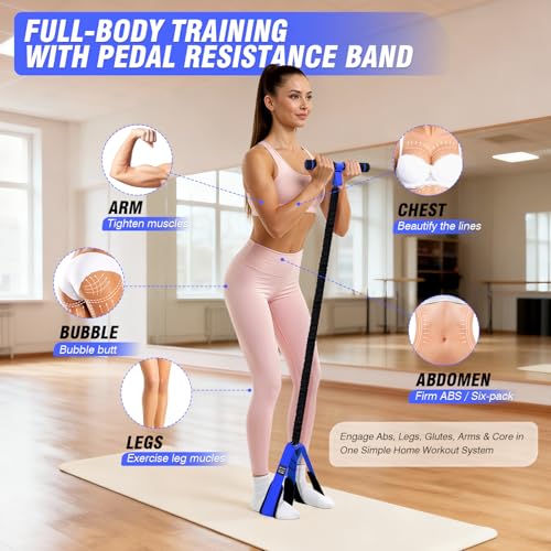Image of Pedal Resistance Bands with Handles, Upgrade Women Exercise Bands for Full Body Training, Core, ABS, Legs, Glutes, Arms, Pilates, Physical Therapy, Strength, Sit Up Equipment for Home Workout