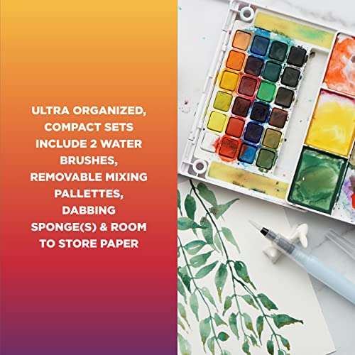 Sakura Koi Studio Kit - Watercolor Sets For Studio Art Or Art On The Go - 72 Colors - 2 Water Brushes - 2 Sponges - 2 Palettes #TOP5