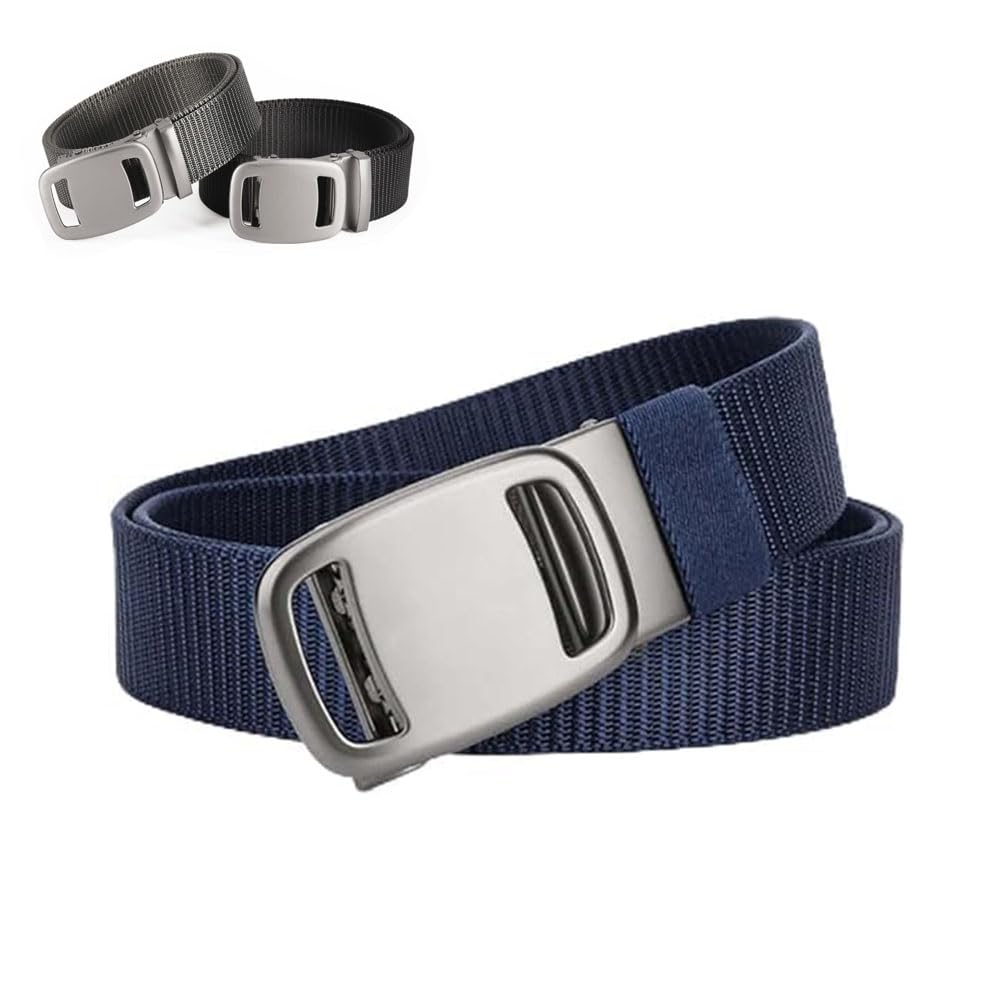 YEHMAN Unisex riem, nylon riem met militair design, met kunststof gesp, automatische tactische riem voor outdoor sporten, traploos verstelbare lengte 120 cm, breedte ca. 3,8 cm, marineblauw, 120