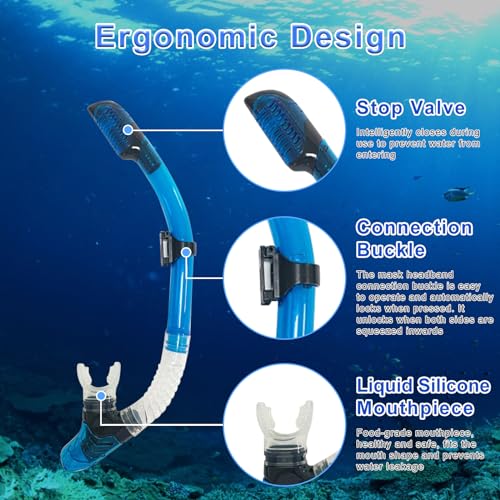TUDIVING Snorkeling Gear para Adultos, Máscara de Buceo con Vista Panorámica Antivaho, Equipo de Snorkel y Buceo, Talla Única miniatura 4