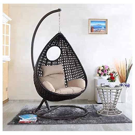 Alisha Craft Furniture Single Seater Swing Chair with Stand & Cushion Outdoor Indoor Balcony Garden Patio,Powder Coated Frame,UV Protected Wicker,Premium Cushion NS-34