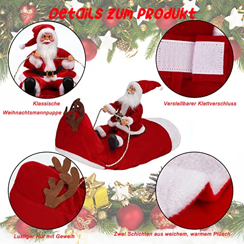 RANYPET Hund Santa Claus Reiten Weihnachtskostüm, Premium Haustier Kleidung für Kleine Große Hunde Katzen, Weihnachtsfeier Outfit L
