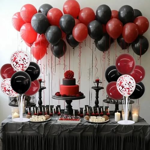 Image of TONIFUL 4 Set Black Wine Red Balloon Stand Balloon Centerpieces for Table