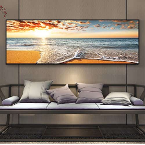 Coucher de soleil plage paysage marin pour habiller un grand mur vide