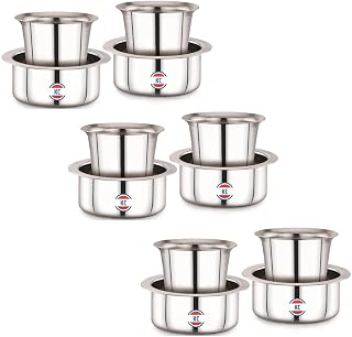 KC Stainless Steel Dabara Set | Tea, Coffee Dabara Set | South Indian Coffee Glass Tumbler Set of 6 | Serving Drinkware | ... Price In India
