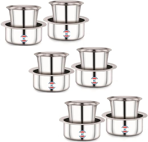 KC Stainless Steel Dabara Set | Tea, Coffee Dabara Set | South Indian Coffee Glass Tumbler Set of 6 | Serving Drinkware | ...