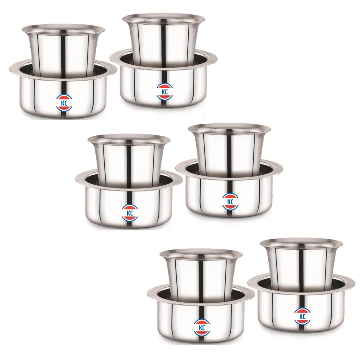 KC Stainless Steel Dabara Set | Tea, Coffee Dabara Set | South Indian Coffee Glass Tumbler Set of 6 | Serving Drinkware | Stainless Steel Dabara Tumbler Set, 200 ML Capacity-image-10