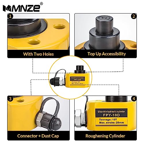 Image of 20T 30mm /1.2 inch Stroke Hydraulic Cylinder Low Profile Jack Multi-Section Ram Jack Lifting Cylinder for Machinery Ship Bridge Construction
