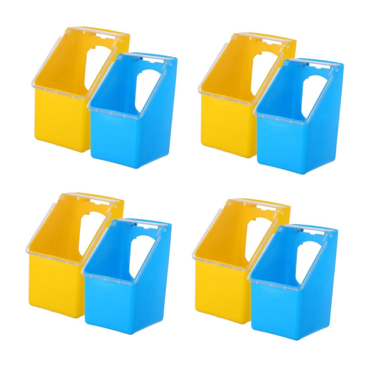 VANZACK 8 Piezas Comedero Colgante para Caja Alimentadora Multifuncional con Tapa Plástico Resistente Fácil de Colgar para Jaulas de Aves Domésticas Azul y