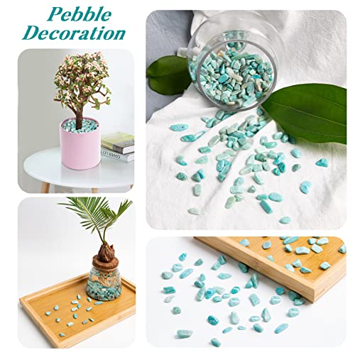 Image of QICQDRAM Natural Green Amazonite Crystals Bulk 1 Lb Small Tumbled Chips Crystal Stone Decorative Pebbles for Home Decoration & Fish Turtle Tank, Vase Filler, Plants Decor