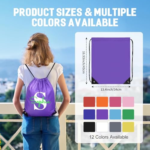 Custom Drawstring Bags Bulk–Personalized Initials Name Backpack for Gym Climb Swimming–Drawstring Bags Pack for Travel Beach Party Club(Multi-Color)3