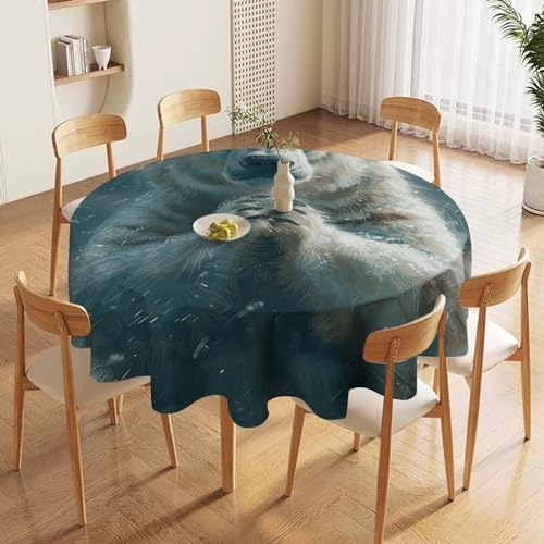 Nappe de table ronde lavable en machine 152 cm imperméable huile